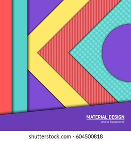 Vector material design background. Abstract creative concept layout template. For web and mobile app, paper art illustration, style blank, poster, booklet. Motion wallpaper element.