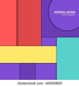 Vector material design background. Abstract creative concept layout template. For web and mobile app, paper art illustration, style blank, poster, booklet. Motion wallpaper element.