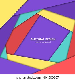 Vector material design background. Abstract creative concept layout template. For web and mobile app, paper art illustration, style blank, poster, booklet. Motion wallpaper element.
