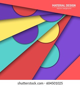Vector material design background. Abstract creative concept layout template. For web and mobile app, paper art illustration, style blank, poster, booklet. Motion wallpaper element.