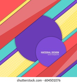 Vector material design background. Abstract creative concept layout template. For web and mobile app, paper art illustration, style blank, poster, booklet. Motion wallpaper element.