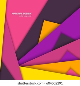 Vector material design background. Abstract creative concept layout template. For web and mobile app, paper art illustration, style blank, poster, booklet. Motion wallpaper element.