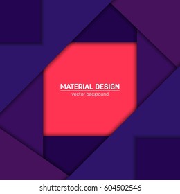 Vector material design background. Abstract creative concept layout template. For web and mobile app, paper art illustration, style blank, poster, booklet. Motion wallpaper element.