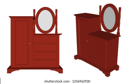 Vector material Furniture drawer and mirror