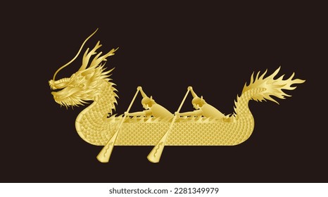Vector material of the golden dragon boat of the Dragon Boat Festival in China