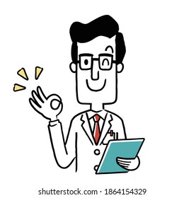 Vector material: Male doctor giving an OK sign