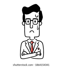 Vector material: Male doctor with a troubled expression