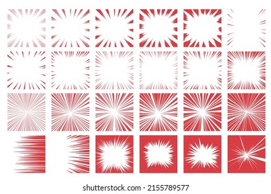Conjunto de material vectorial de líneas de efecto de estilo manga como líneas intensivas rojas