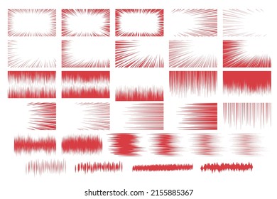 Vector material set of manga -style effect lines such as red intensive lines