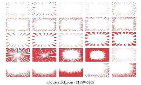 Vector material set of manga -style effect lines such as red intensive lines