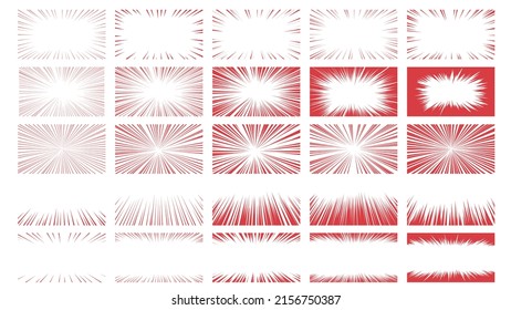 Vector material set of manga -style effect lines such as red intensive lines