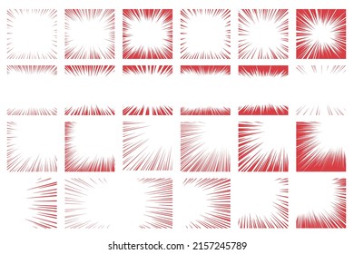 Vector material set of manga -style effect lines such as red intensive lines