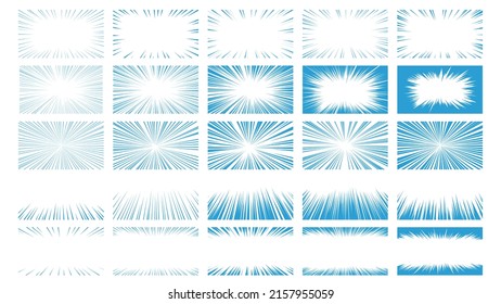 Vector material set of manga -style effect line such as blue intensive lines