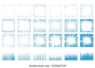 Vector material set of manga -style effect line such as blue intensive lines