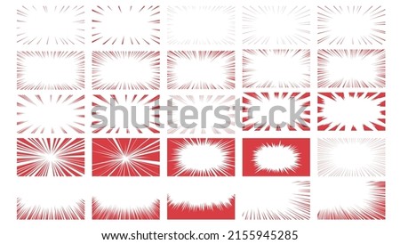 Vector material set of manga -style effect lines such as red intensive lines
