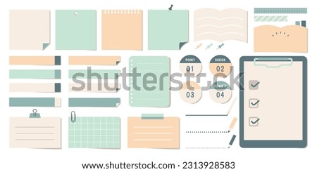 Vector material set of notes and sticky notes, all in soft girly colors.