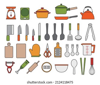 Vector material set for various cookware.