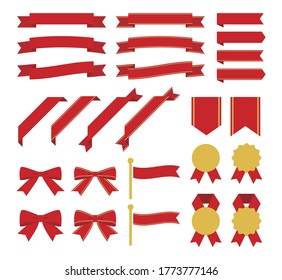 Vector material such as red ribbon and flag.