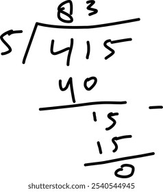 vector of math formula practice in education school. tailed division. do math homework.