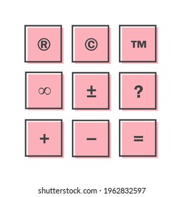 Vector math icons. Calculator symbol on white isolated background.