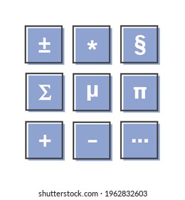 Vector math icons. Calculator symbol on white isolated background.