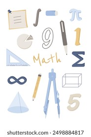 A Vector of Math Stationary Clipart. Back to School
