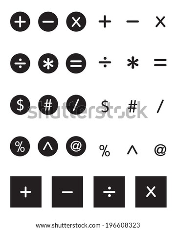 Vector mathematical symbol set