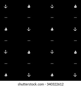 Vector matine pattern. Ship, anchor - stock vector