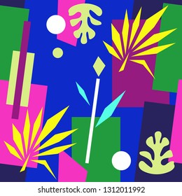 Vector Matisse inspired seamless pattern, colorful design, vector illustration