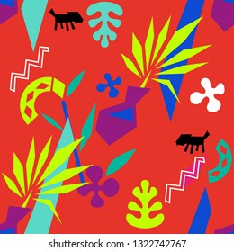 Vector Matisse inspired seamless pattern, colorful design, vector illustration