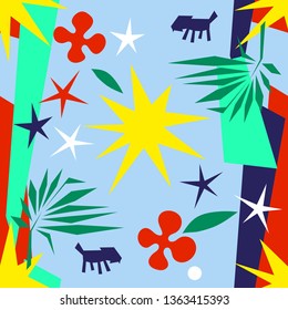 Vector Matisse inspired seamless pattern, colorful design, vector illustration
