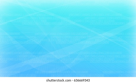 Vector matrix Background with blue light. Binary Computer Code concept. Vector Illustration.