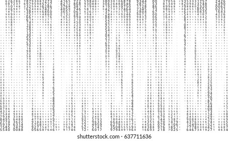 Vector matrix background. Stream of binary code on screen.  Data and technology, decryption and encryption, computer matrix background  numbers . Coding or Hacker concept.  Vector illustration. EPS 10
