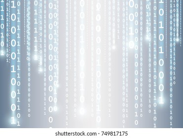 Vector matrix style binary background with falling number