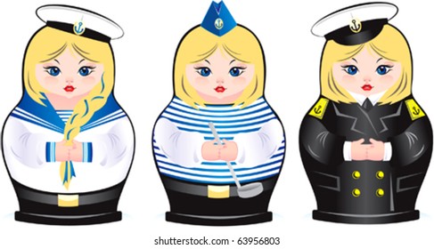 Vector. Matryoshka marine style