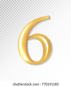 Vector matt golden number collection - six, 6. Eps 10 using mesh.