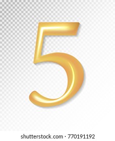 Vector matt golden number collection - five, 5. Eps 10 using mesh.