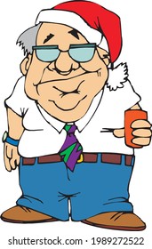vector del hombre maduro en sombrero santa 