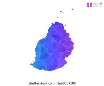 Vektorillustration Mauritius Karte bunten Polygondreieck Mosaik mit weißem Hintergrund. Farbverlauf.