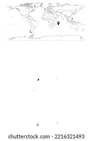 Vector Mauritius map, map of Mauritius showing country location on world with solid and outline maps for Mauritius on white background. File is suitable for digital editing and prints of all sizes.
