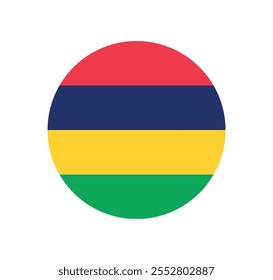 Vector Mauritius National Flag icon. Round flag of Mauritius on white Background.