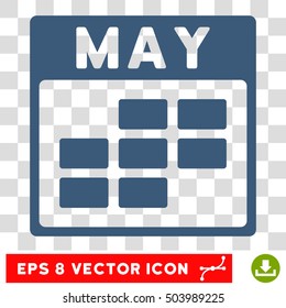 Vector May Calendar Grid EPS vector icon. Illustration style is flat iconic blue symbol on a transparent background.