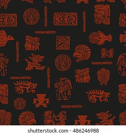 Vector maya seamless pattern. Maya design concept for fashion print, backgrounds, greeting cards, holiday package and wrapping.