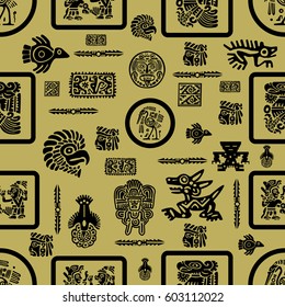 Vector maya seamless pattern. Maya design concept for fashion print, backgrounds, greeting cards, holiday package and wrapping.