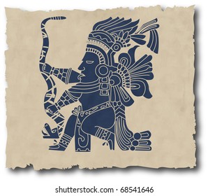 the vector mayan and inca tribal on old paper