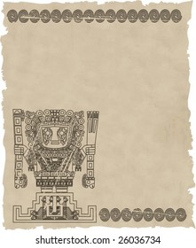 vector mayan and inca tribal symbols on old paper