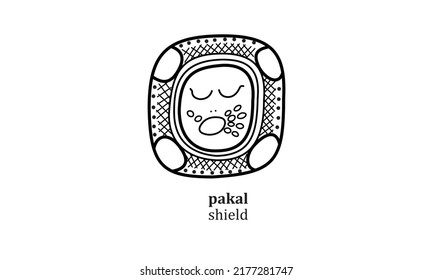 Vector Mayan Pakal (shield) Symbol Hieroglyp Illustration Icon 