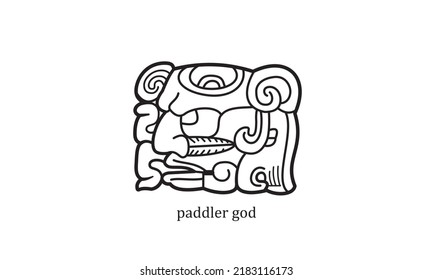 vector mayan symbol glyp paddle god