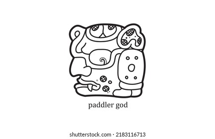 vector mayan symbol glyp paddle god