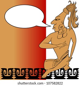 Vector of Mayan warrior and speech bubble